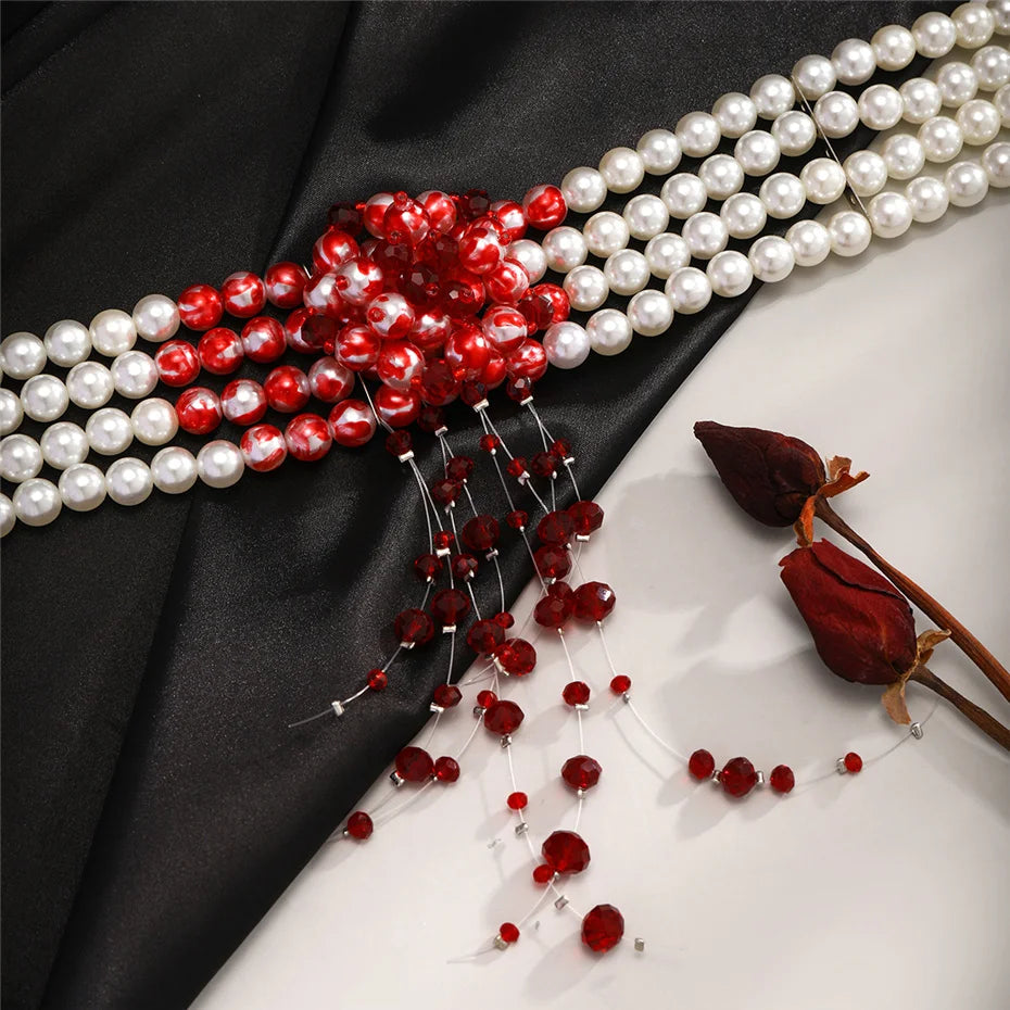 Gothic Pearl Tassel Necklace
